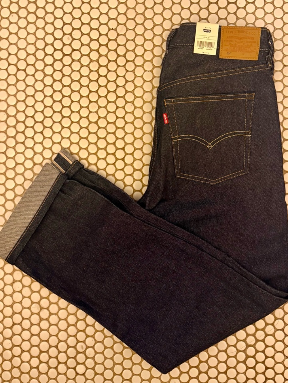 Levi's women’s 501 Dark Indigo Straight selvedge Jeans